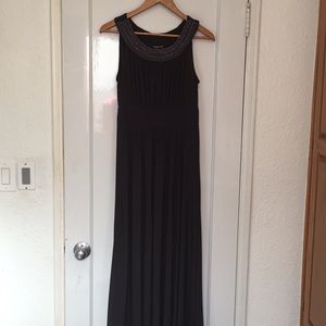 Hanni Grey Beaded Neck Maxi